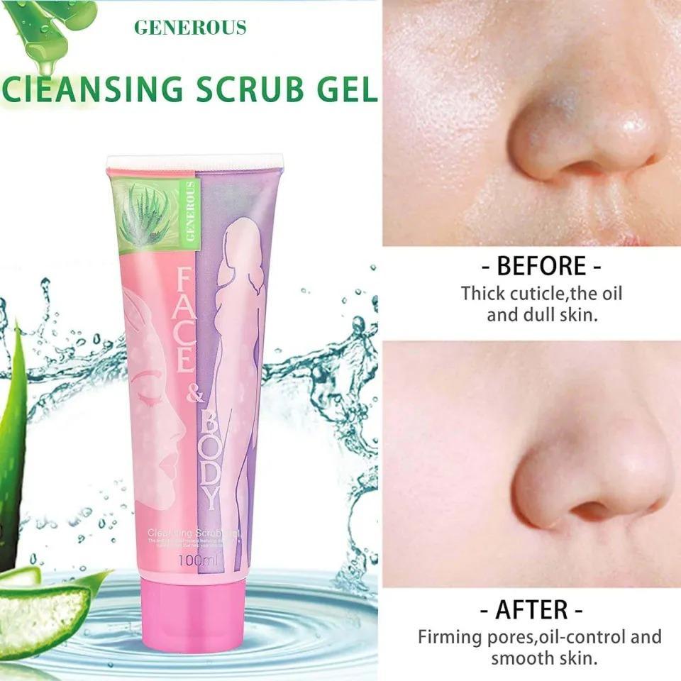 Face and Body Exfoliating Scrub Gel 100ml in Pink and Purple for Skin Cleansing and Dead Skin Removal
