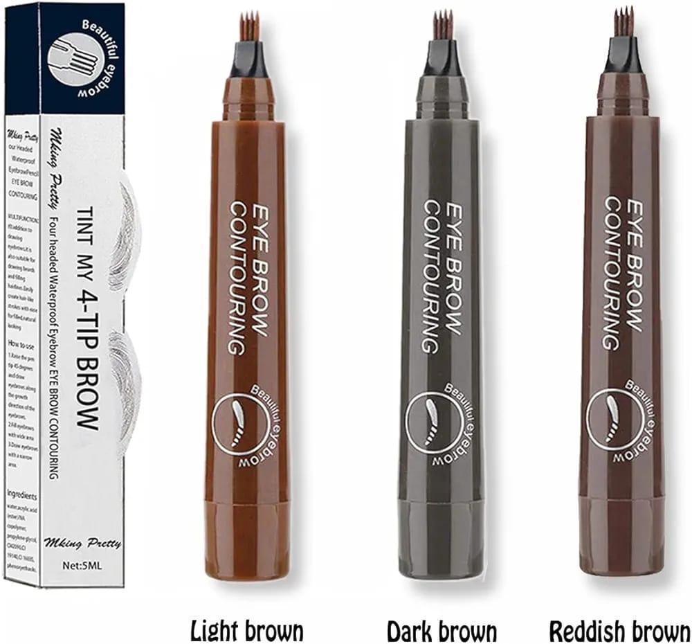 Waterproof Eyebrow Pencil in Light Brown, Dark Brown and Reddish Brown for Brow Shaping and Definition