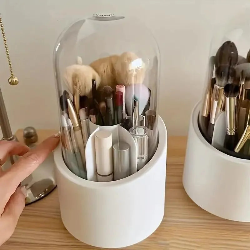 Alt Text:

Makeup Brush Organizer with Dustproof Cover for Hygienic Cosmetic Brush Storage and Protection from Dust and Bacteria