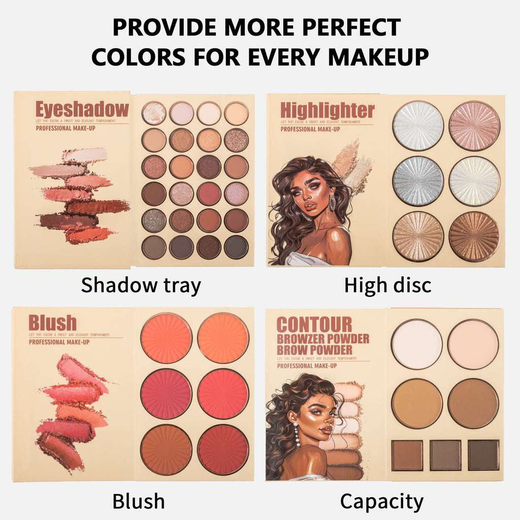 Beauty Color Bomb 63-Color Makeup Kit - Multi-Function Eyeshadow, Blush, Highlighter & Contour Palette