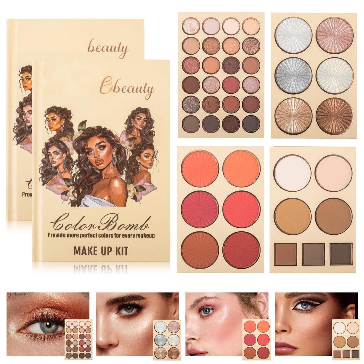 Beauty Color Bomb 63-Color Makeup Kit - Multi-Function Eyeshadow, Blush, Highlighter & Contour Palette