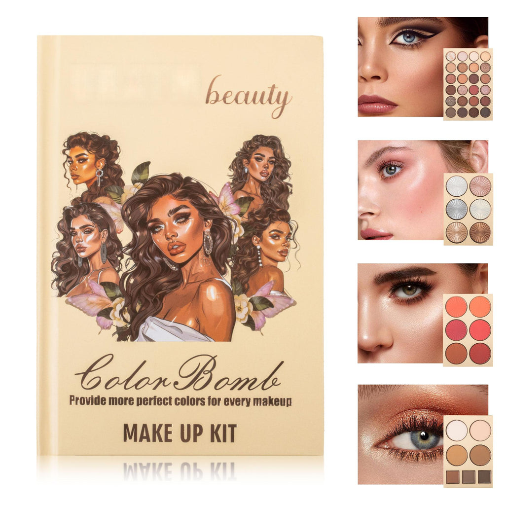 Beauty Color Bomb 63-Color Makeup Kit - Multi-Function Eyeshadow, Blush, Highlighter & Contour Palette